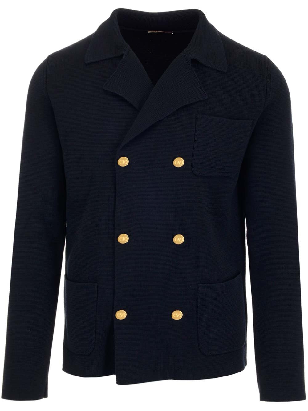 Valentino Double-Breasted Long-Sleeved Knitted Jacket