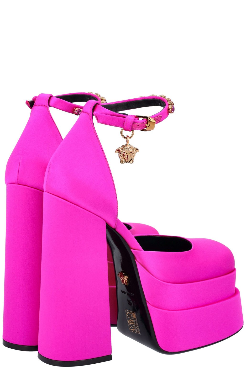 Versace Medusa Head Charm Satin Platform Pumps 4 Versace Medusa Head Charm Satin Platform Pumps