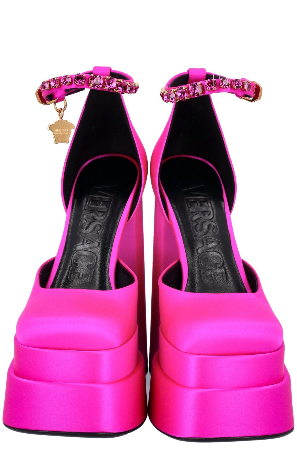 Versace Medusa Head Charm Satin Platform Pumps 5 Versace Medusa Head Charm Satin Platform Pumps