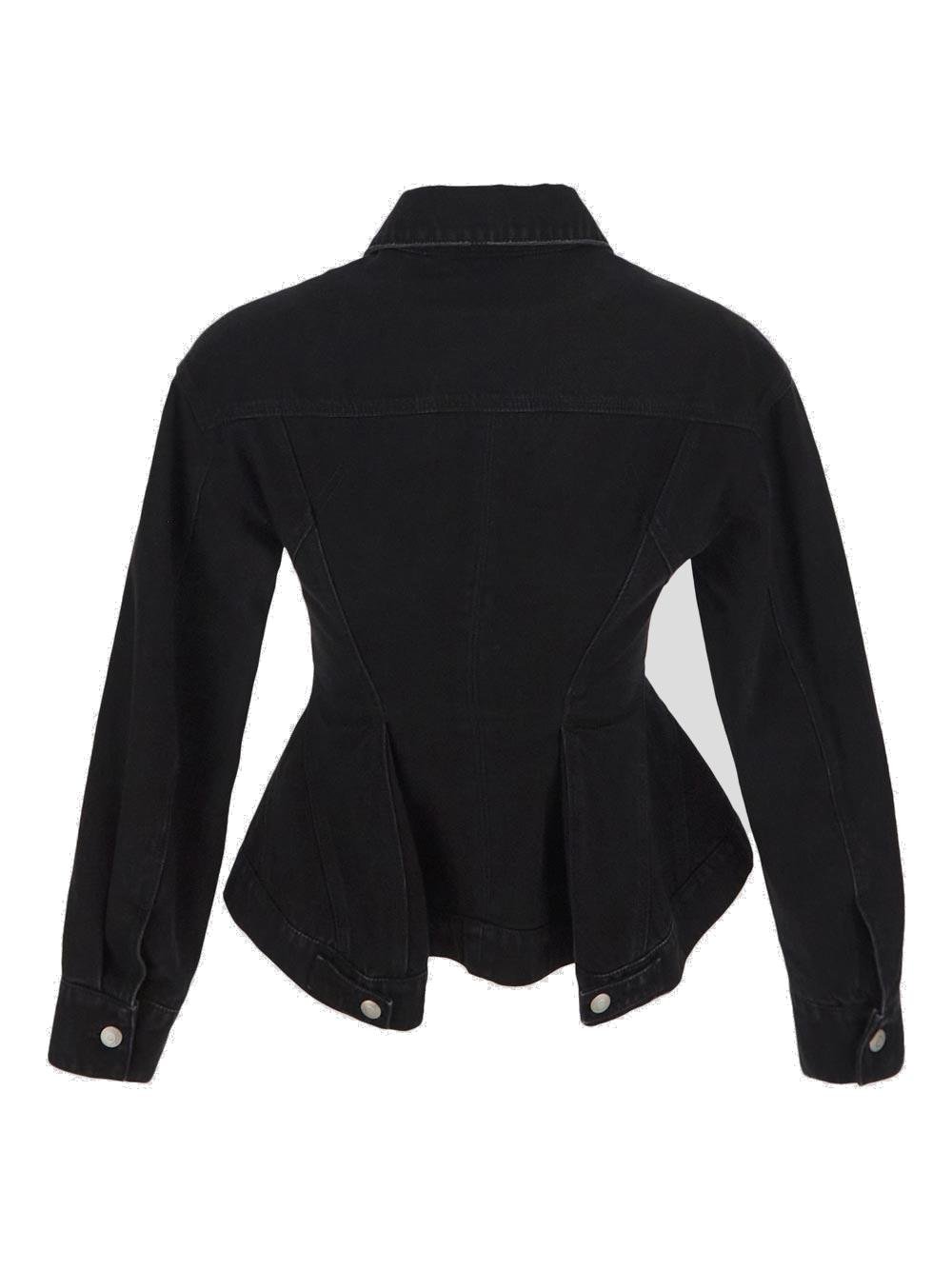 Alexander McQueen Button Up Peplum Denim Jacket