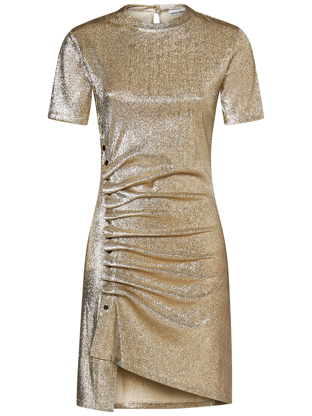 Paco Rabanne Side Buttoned Asymmetric Mini Dress