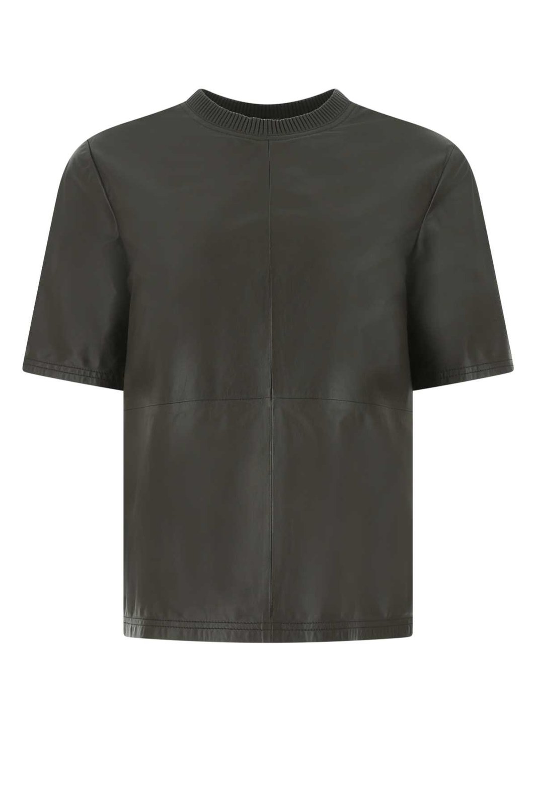 Amiri Crewneck Short-Sleeved Leather T-Shirt