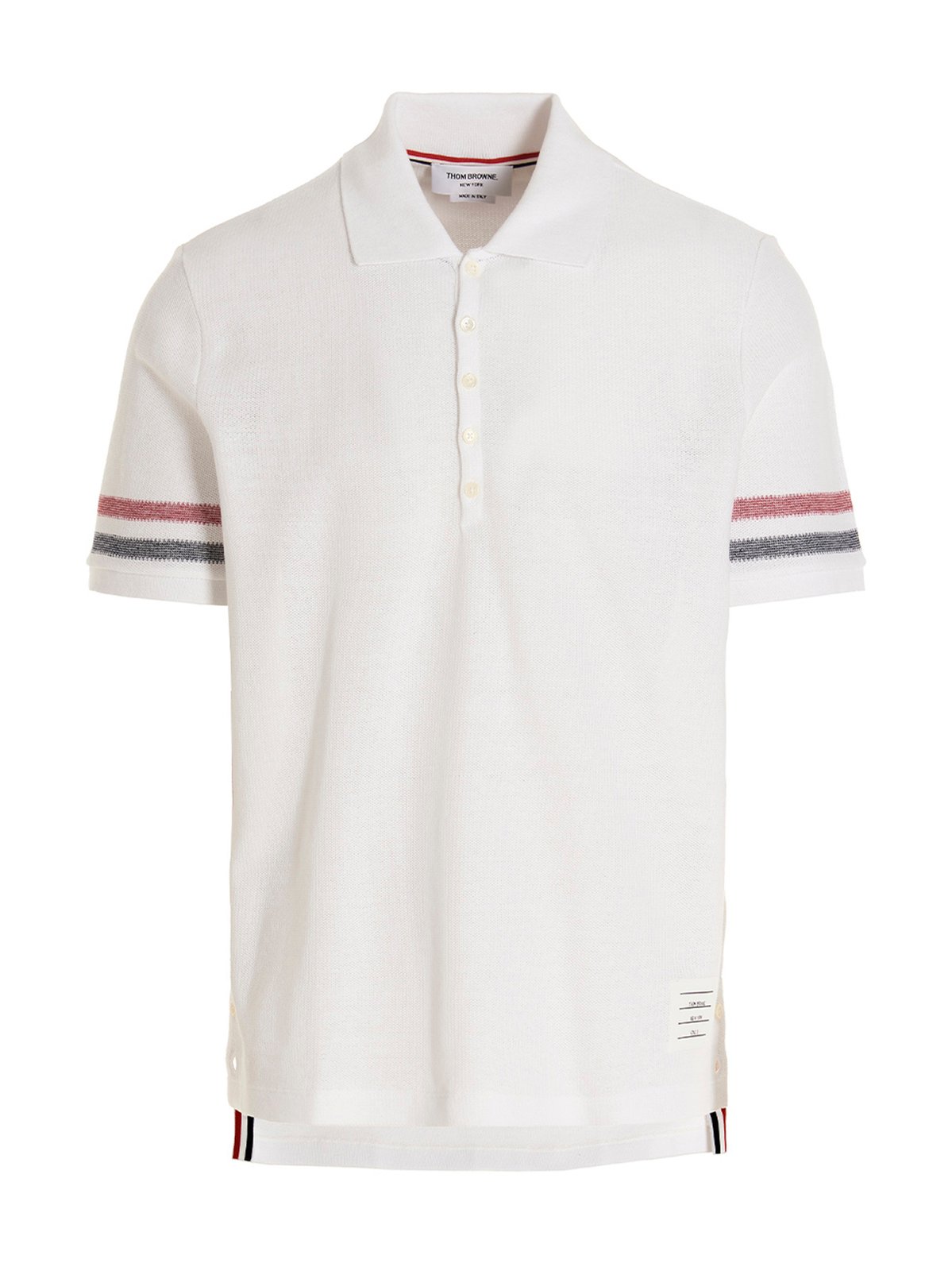Thom Browne Logo Patch Striped Polo Shirt