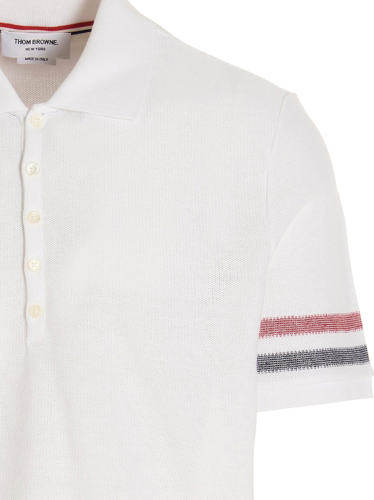 Thom Browne Logo Patch Striped Polo Shirt