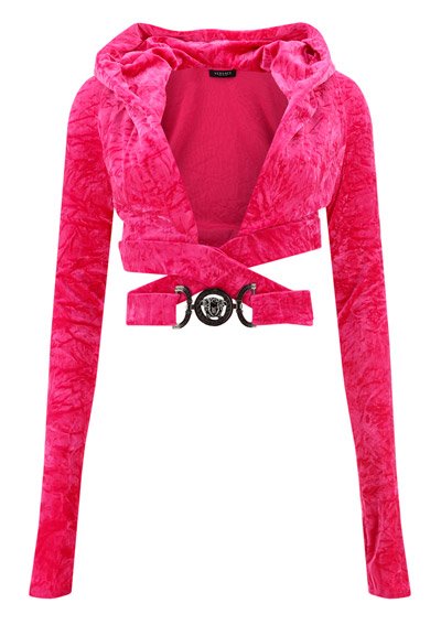 Versace Medusa Plaque Crossover Velvet Top