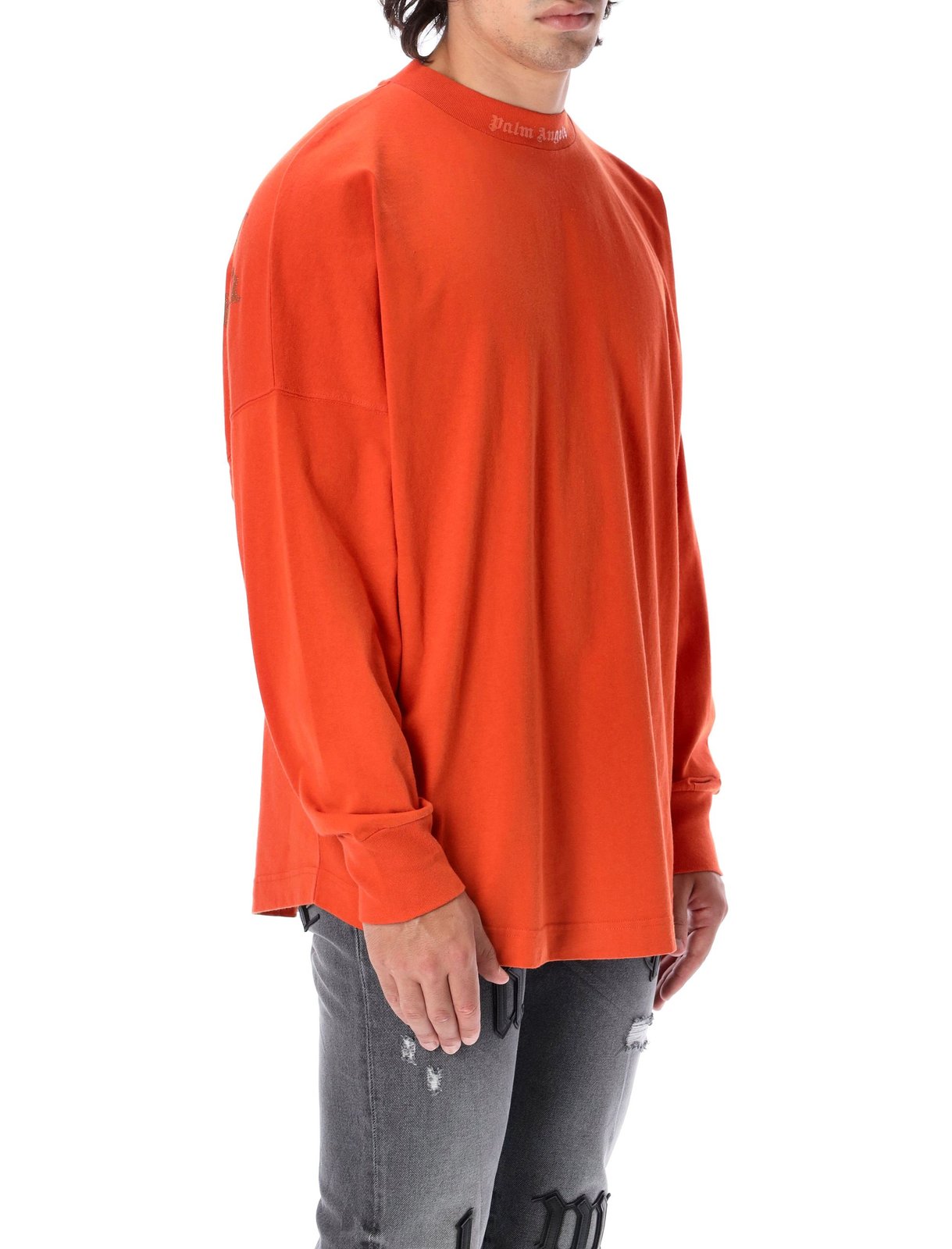 Palm Angels Glitter Logo Oversized Long-Sleeve T-Shirt