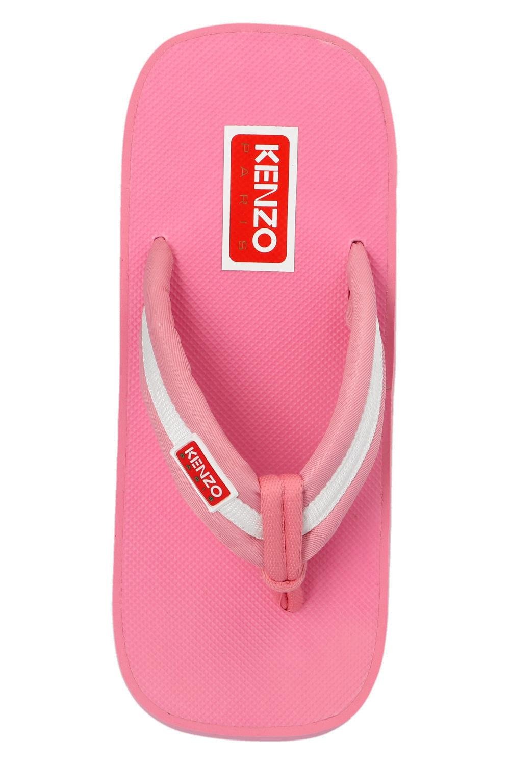 Kenzo Logo-Patch Striped Slip-On Flip Flops 1 Kenzo Logo-Patch Striped Slip-On Flip Flops