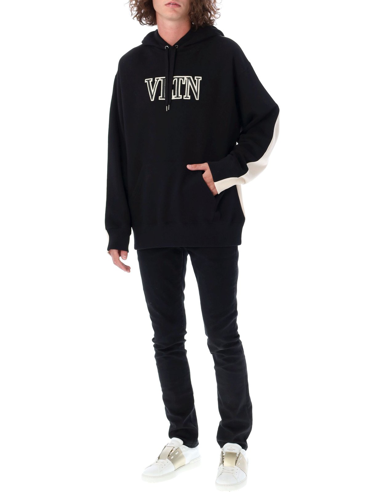 Valentino Logo Detailed Drawstring Hoodie