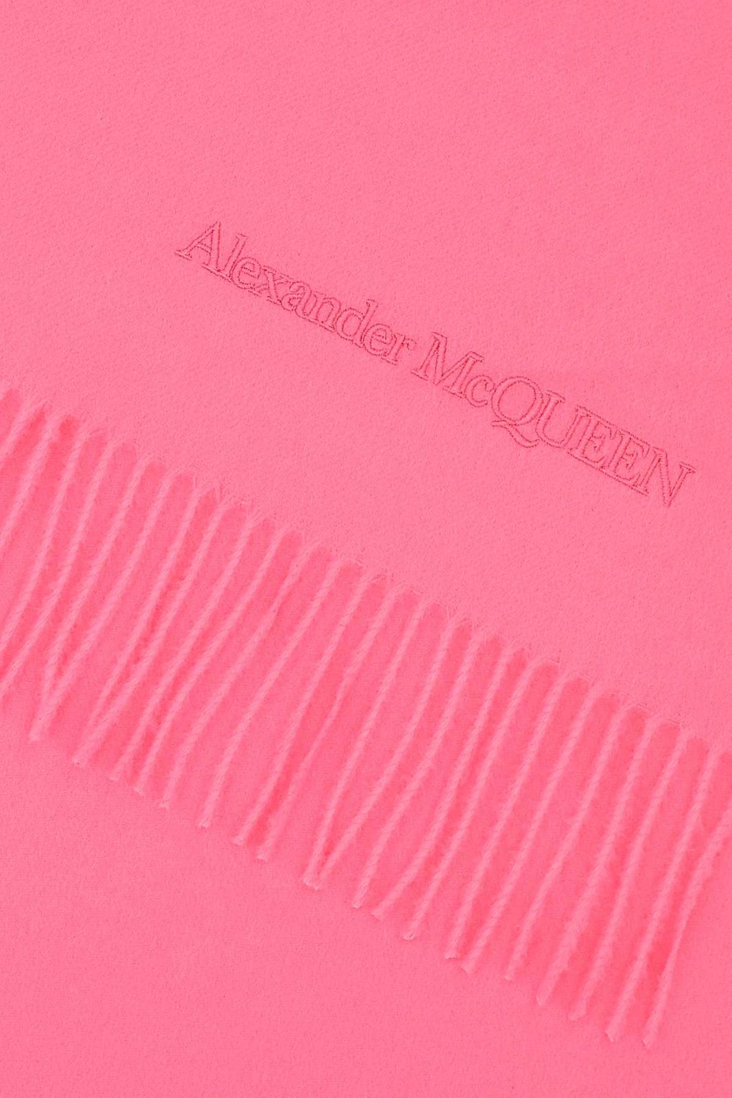 Alexander McQueen Logo-Embroidered Fringed Edge Scarf