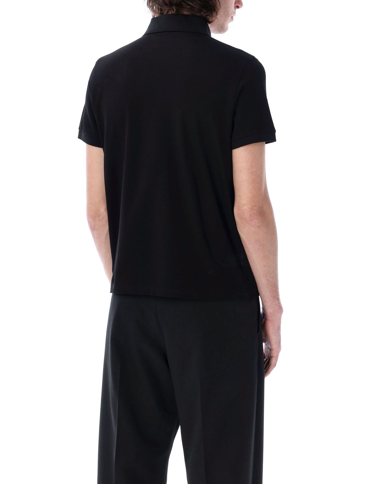 Saint Laurent Cassandre Logo Embroidered Polo Shirt