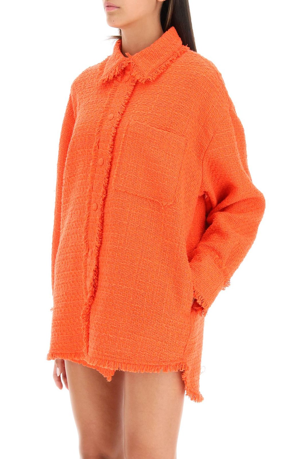 MSGM Button-Up Tweed Knit Overshirt