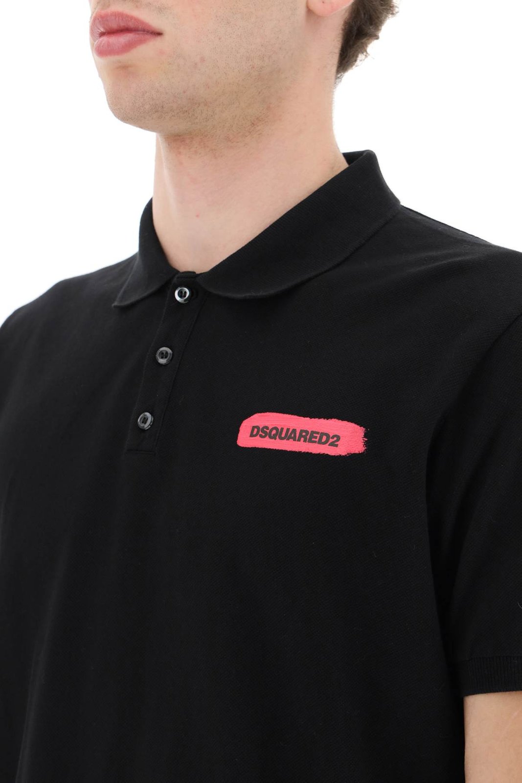 Dsquared2 Logo Printed Straight Hem Polo Shirt