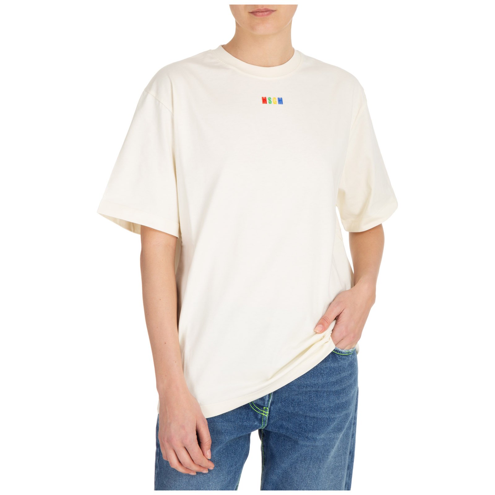 MSGM Logo Embroidered Crewneck T-Shirt