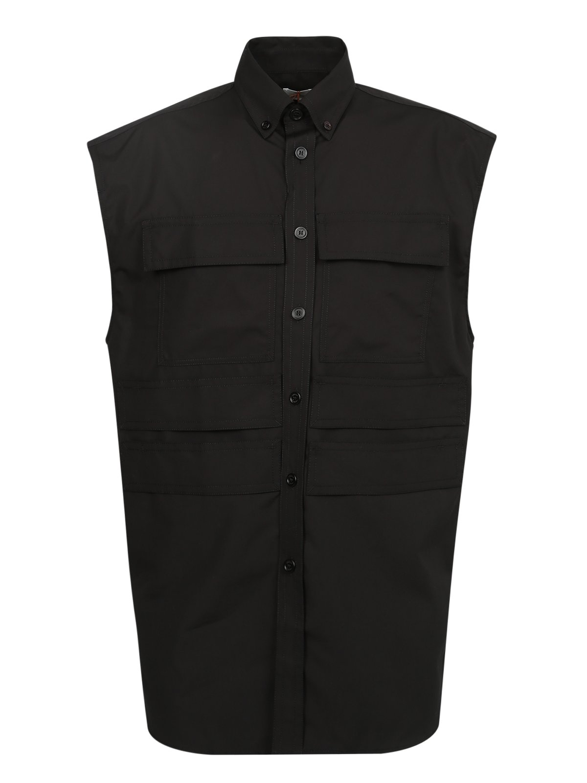 Burberry Panel Detailed Sleeveless Poplin Shirt