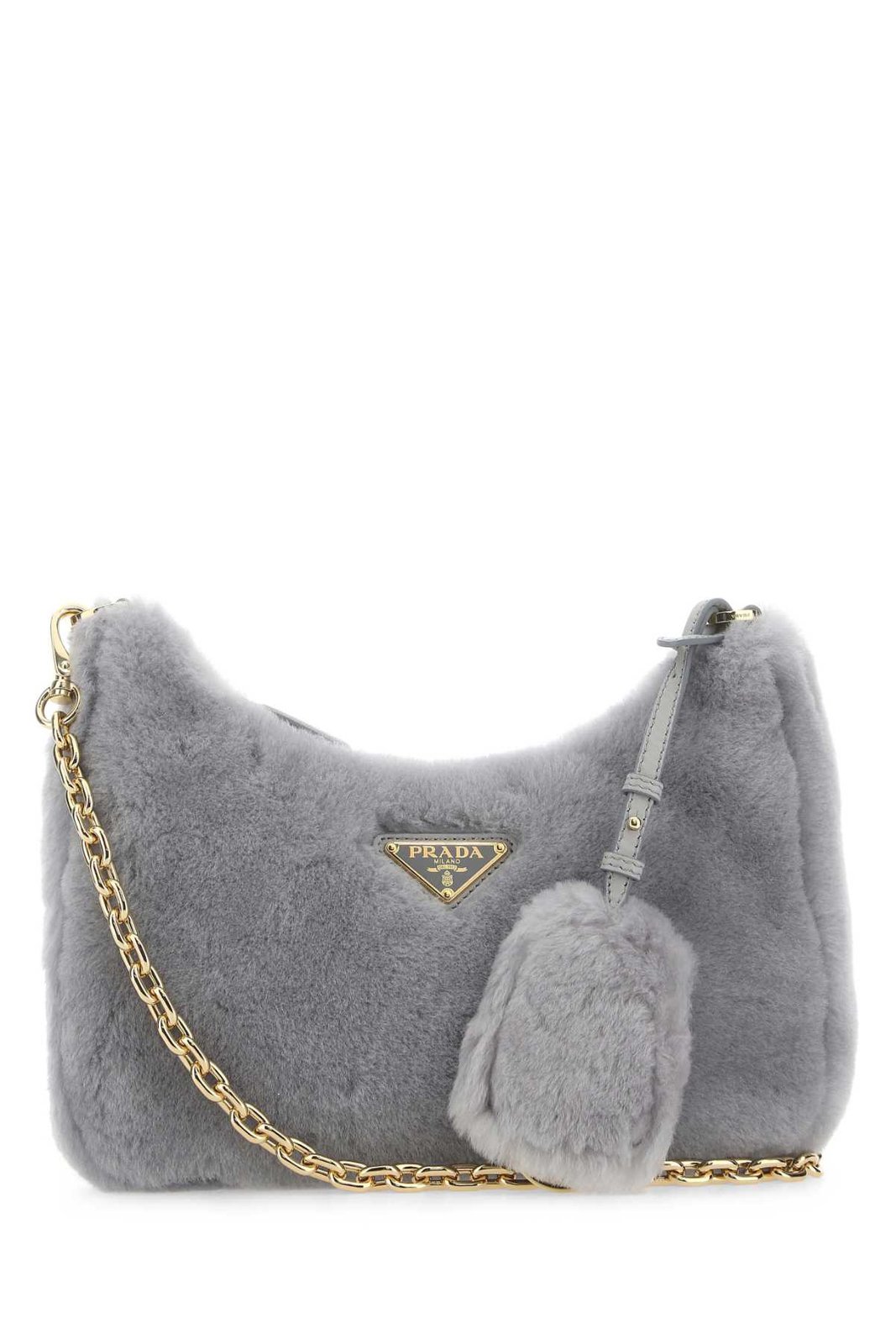 Prada Logo Plaque ZIpped Shoulder Bag