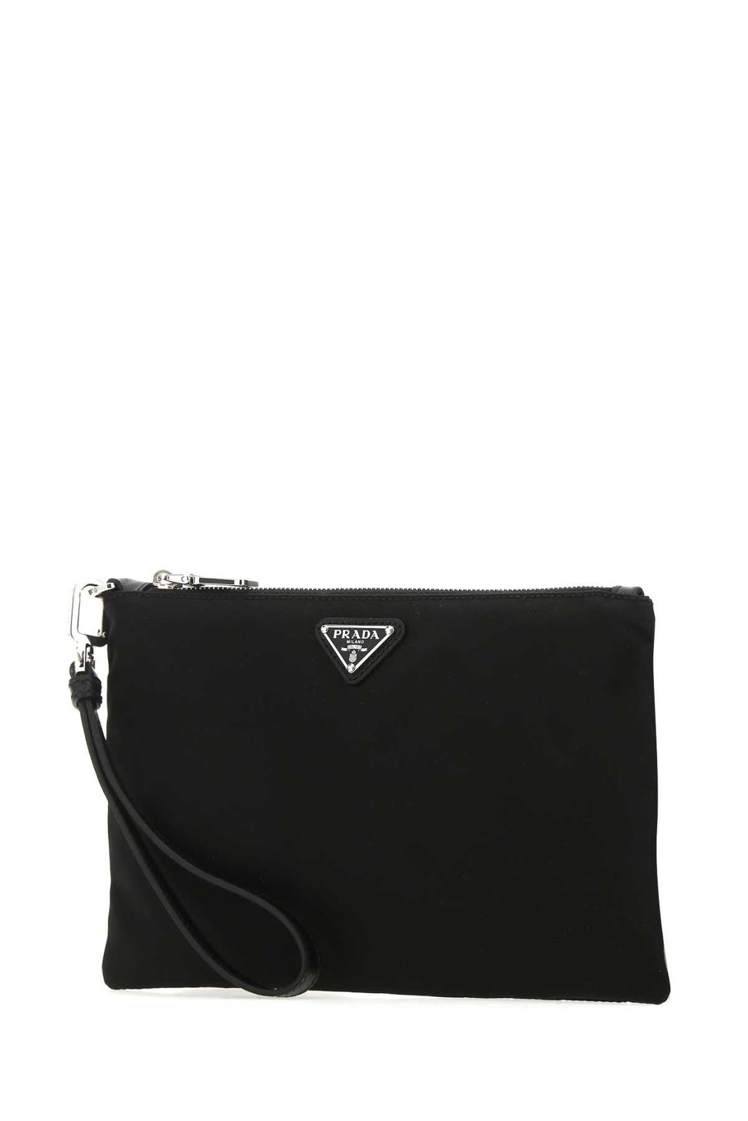 Prada Logo Plaque Zipped Pouch Bag