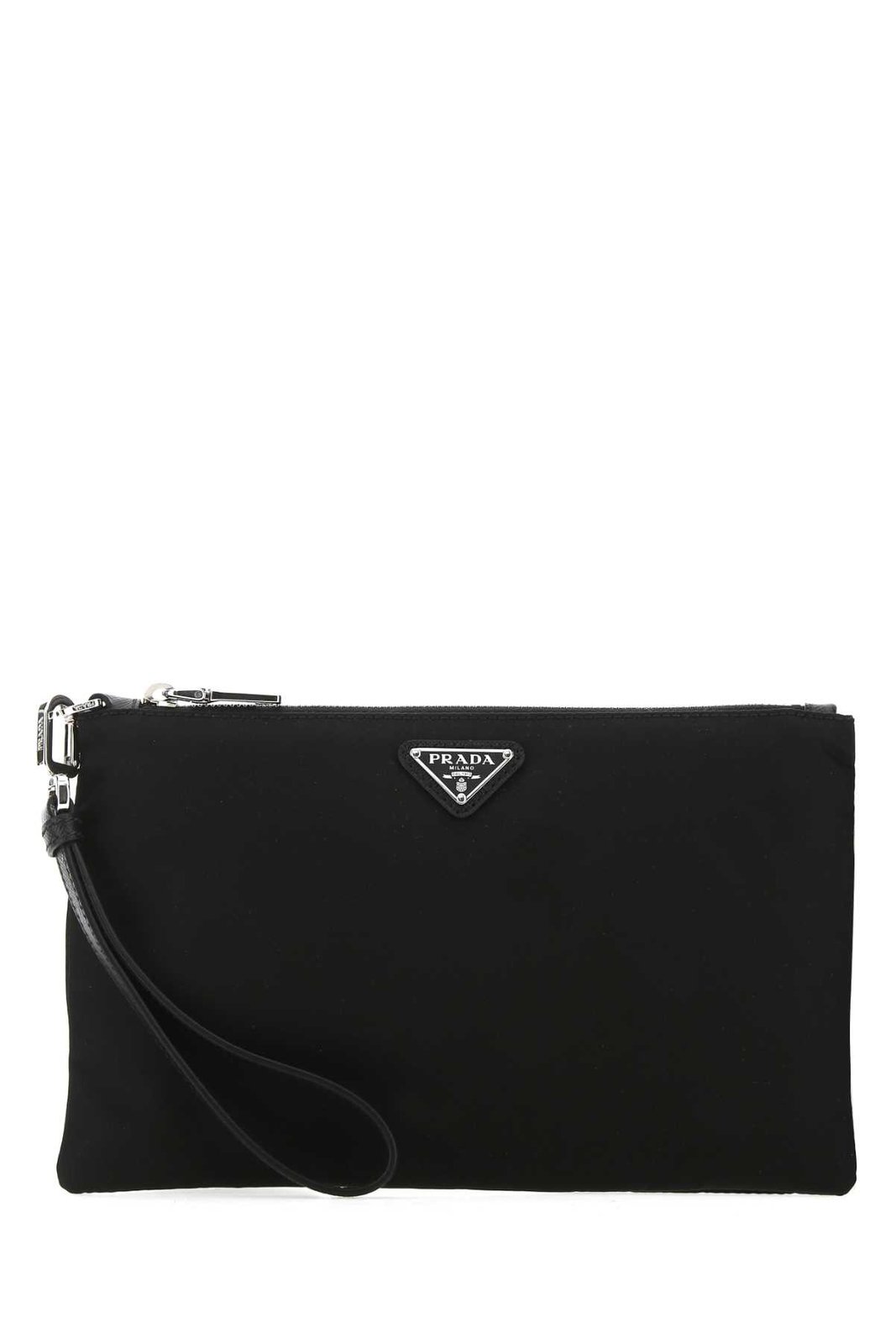 Prada Logo Plaque Zipped Pouch Bag