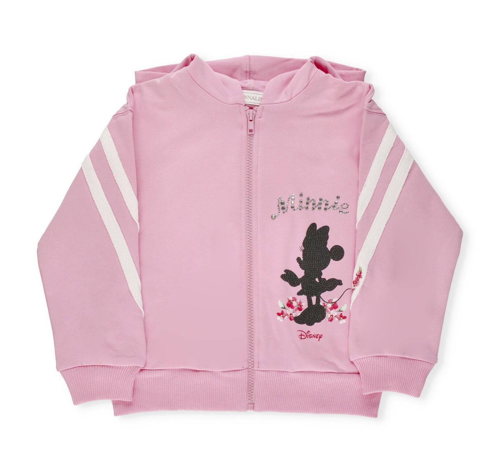 Monnalisa Logo Embellished Zip-Up Hoodie