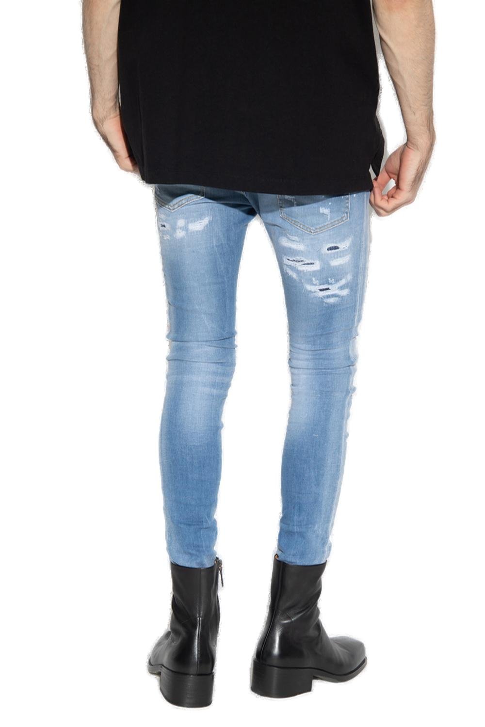 Dsquared2 Logo Patch Distressed Slim-Cut Jeans