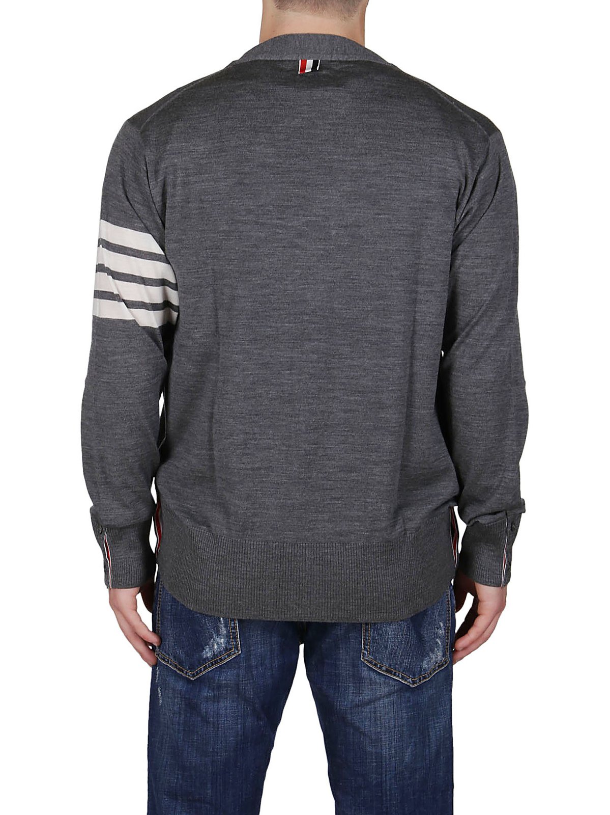 Thom Browne 4-Bar V-Neck Knitted Cardigan