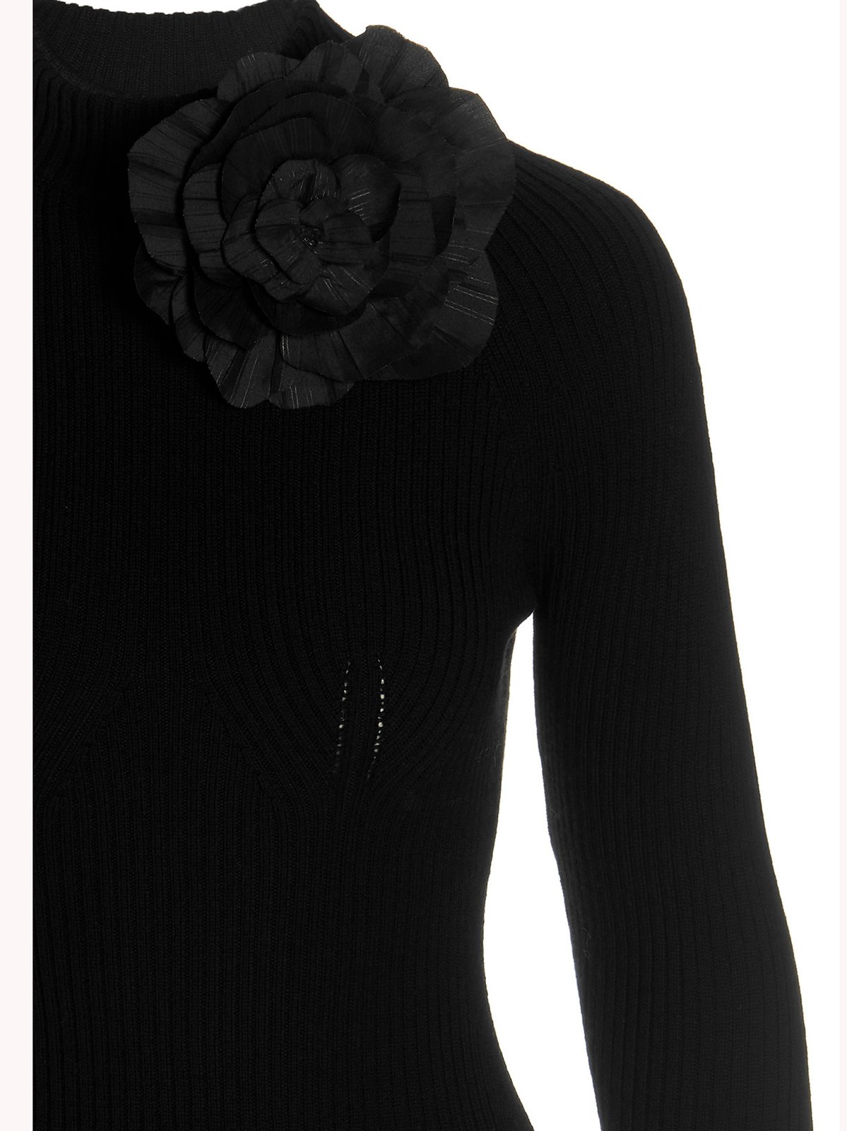 Blumarine Rose Detailed Long Sleeve Dress