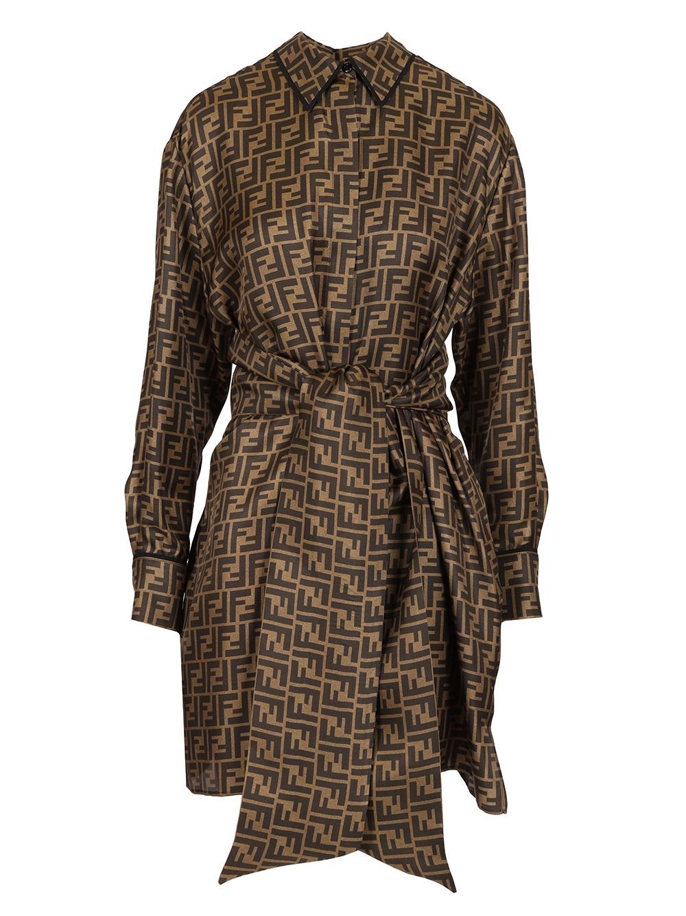 Fendi FF Motif Belted Shirt Dress