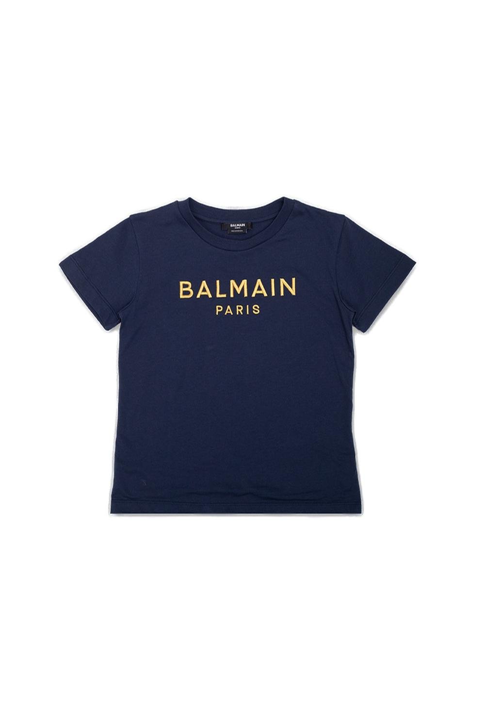 Balmain T-shirt met ronde hals en geborduurd logo voor kinderen