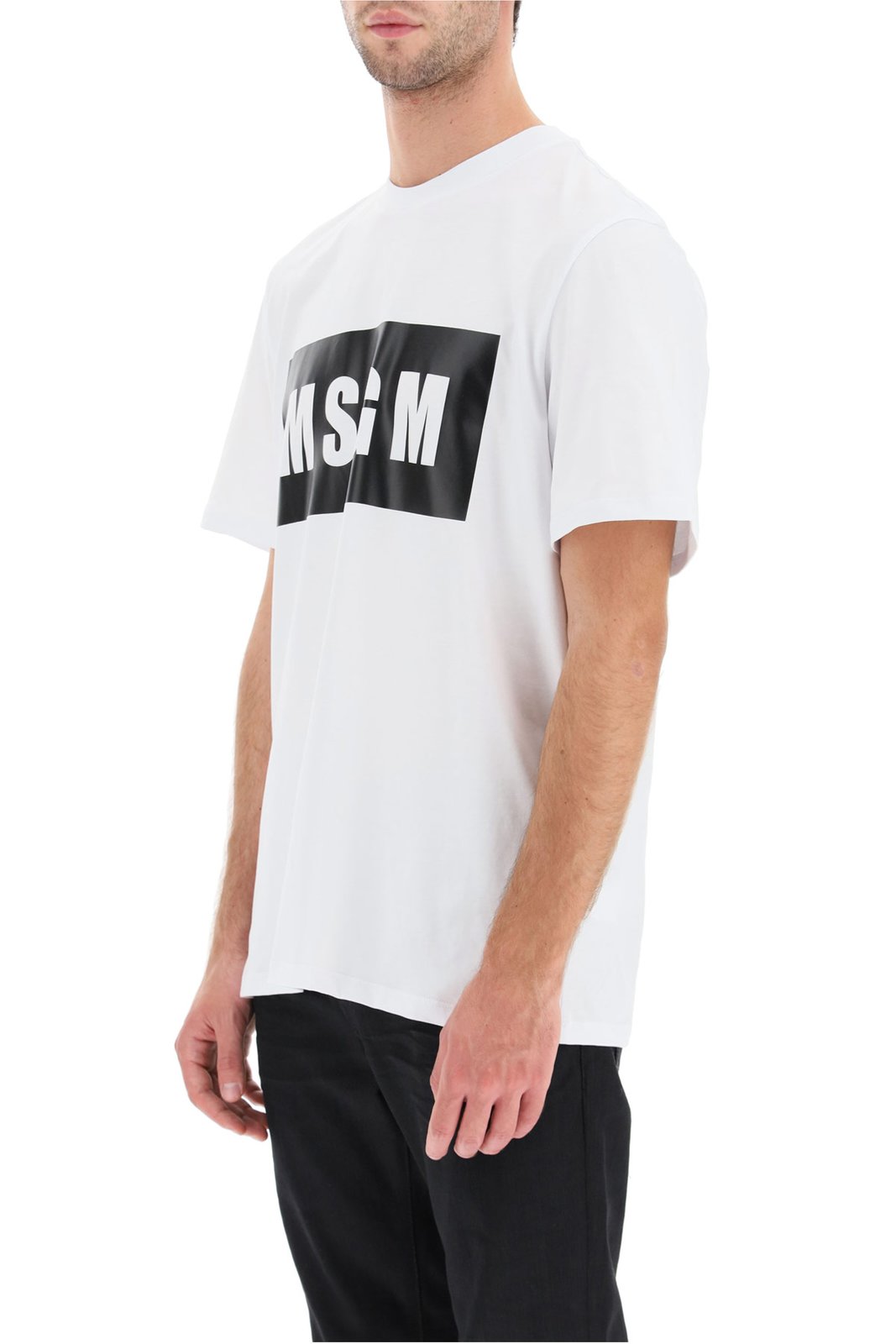 MSGM Logo Printed Crewneck T-Shirt