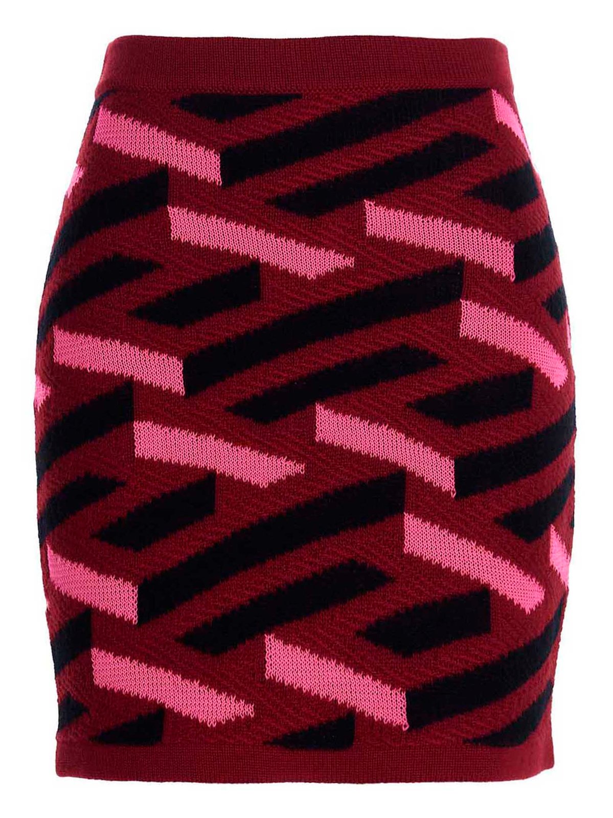 Versace Geometric Intarsia Knitted Mini Skirt