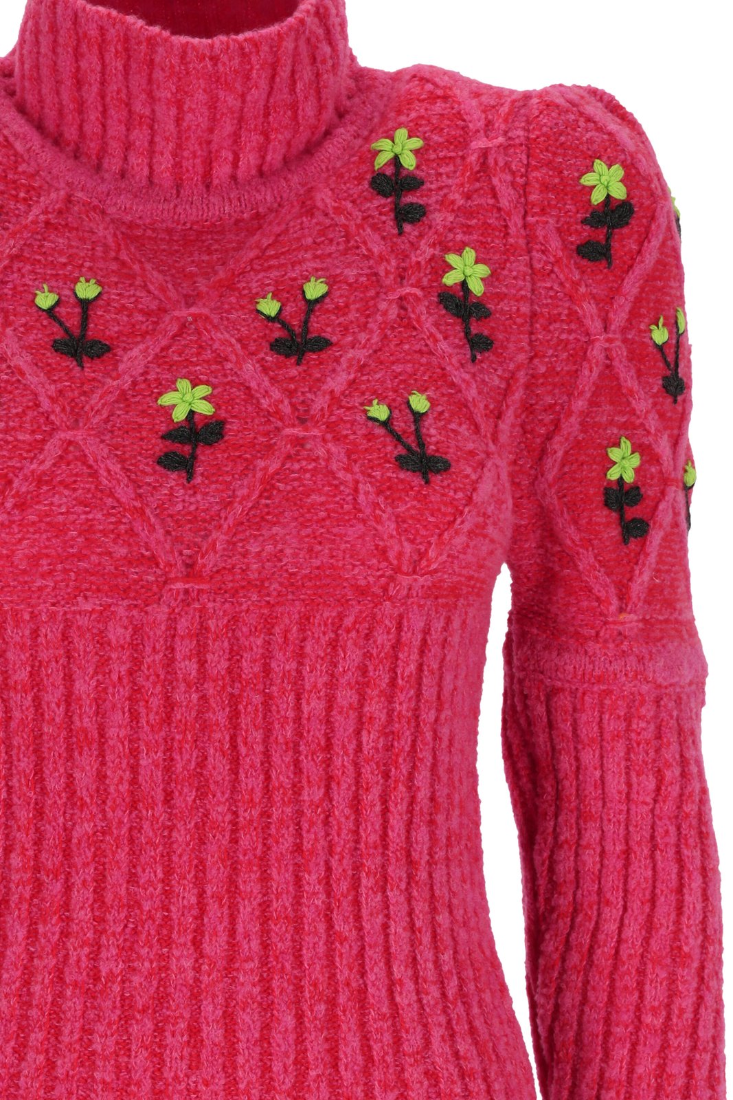 Cormio Oma Floral Embroidery Turtleneck Sweater