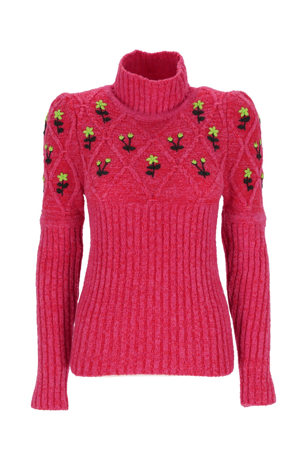 Cormio Oma Floral Embroidery Turtleneck Sweater