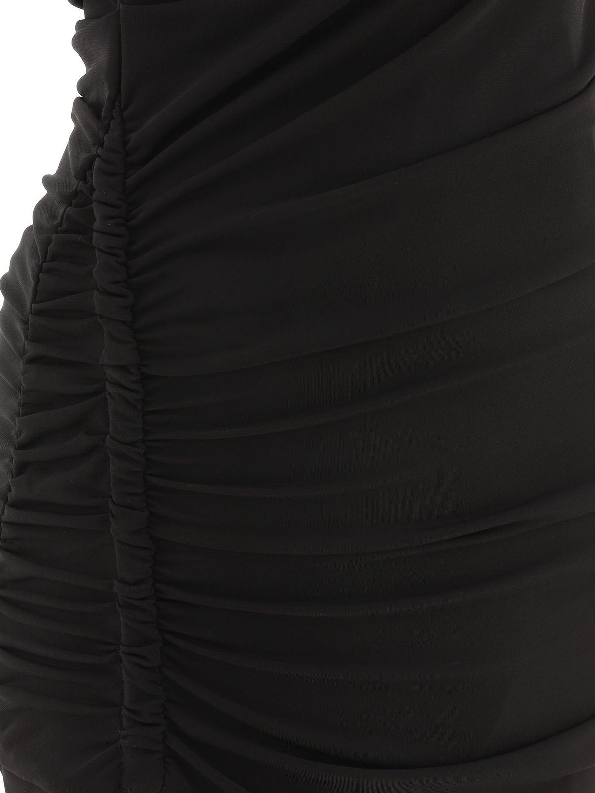 Off-White Asymmetric Ruched Long-Sleeved Mini Dress