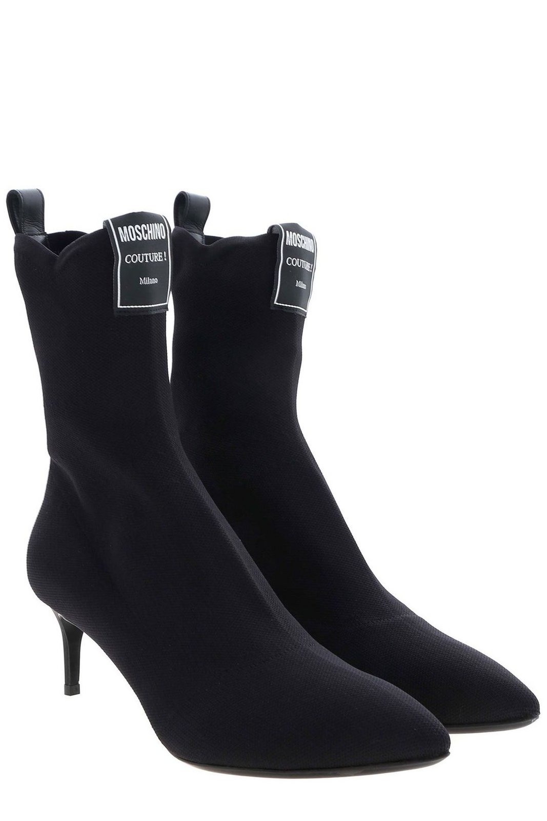 Moschino Pointed-Toe Heeled Ankle Boots