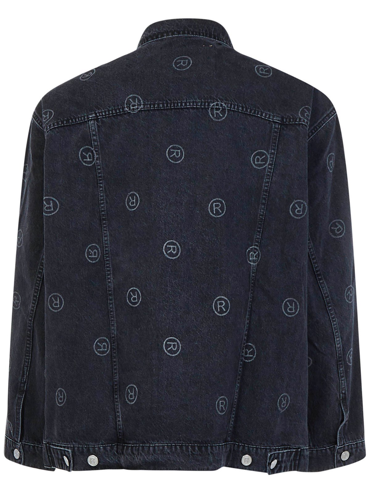 Martine Rose Allover Logo Printed Buttoned Denim Jacket 3 Martine Rose Allover Logo Printed Buttoned Denim Jacket