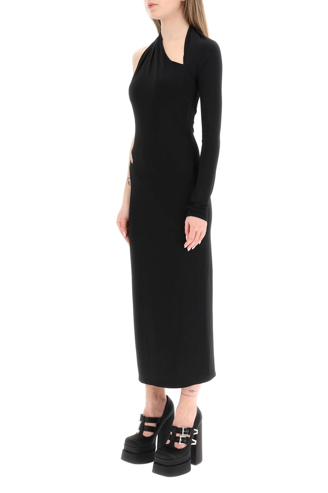 Versace One-Shoulder Cut Out Midi Dress