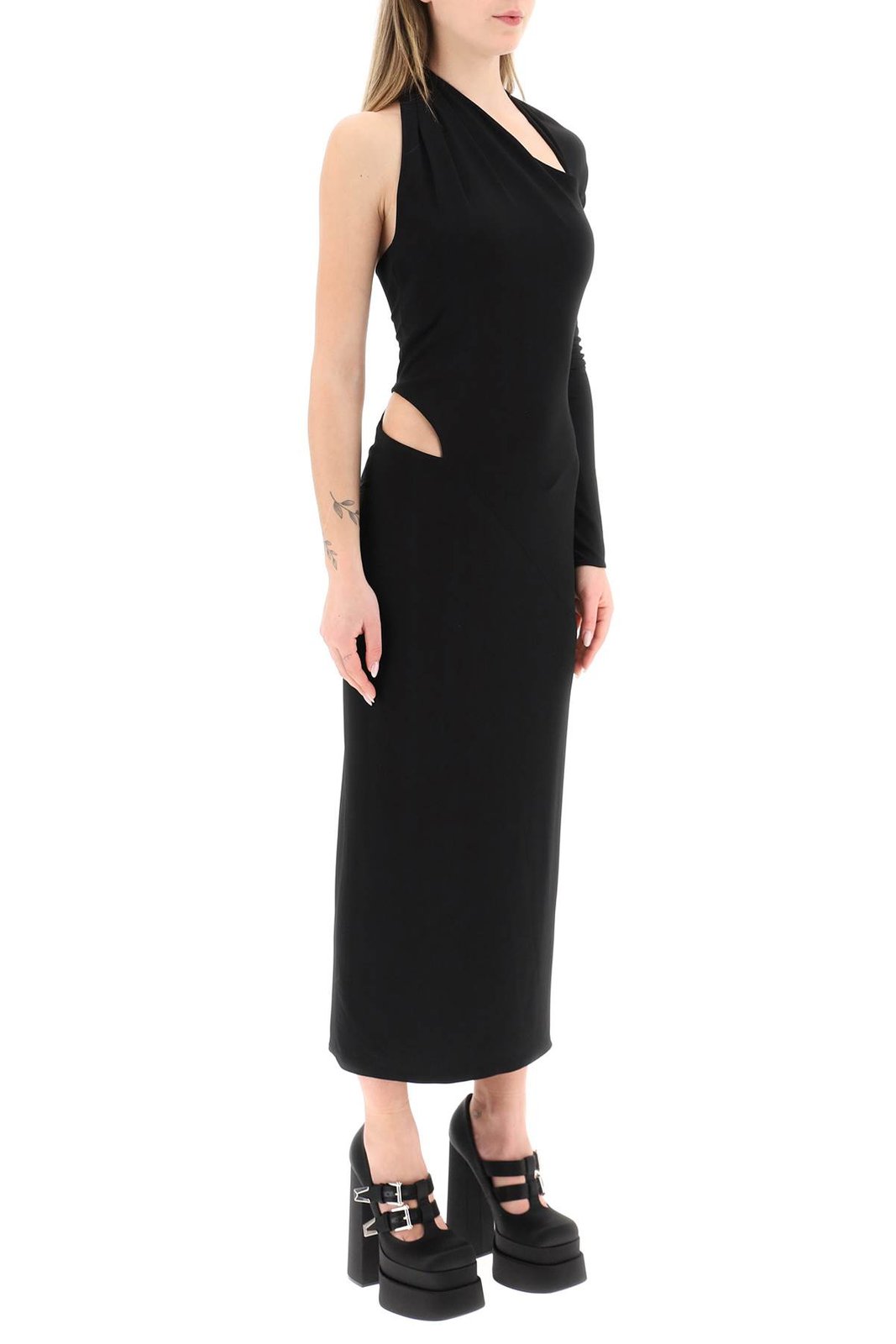 Versace One-Shoulder Cut Out Midi Dress