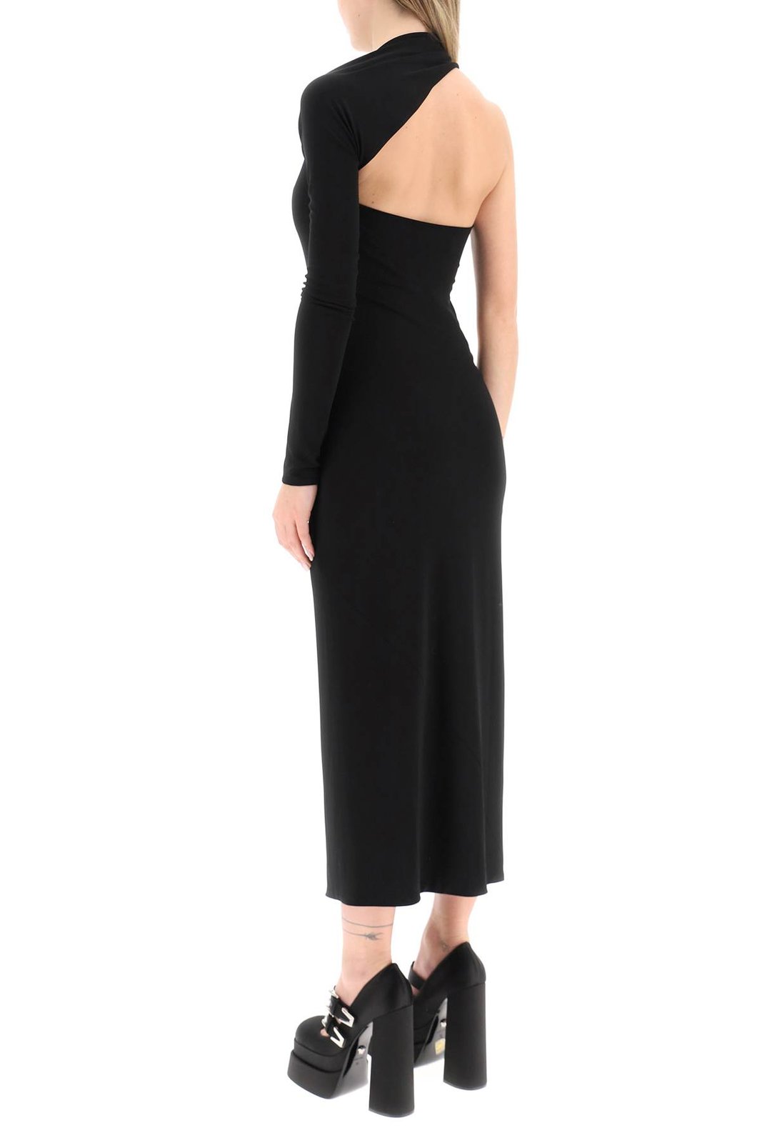 Versace One-Shoulder Cut Out Midi Dress