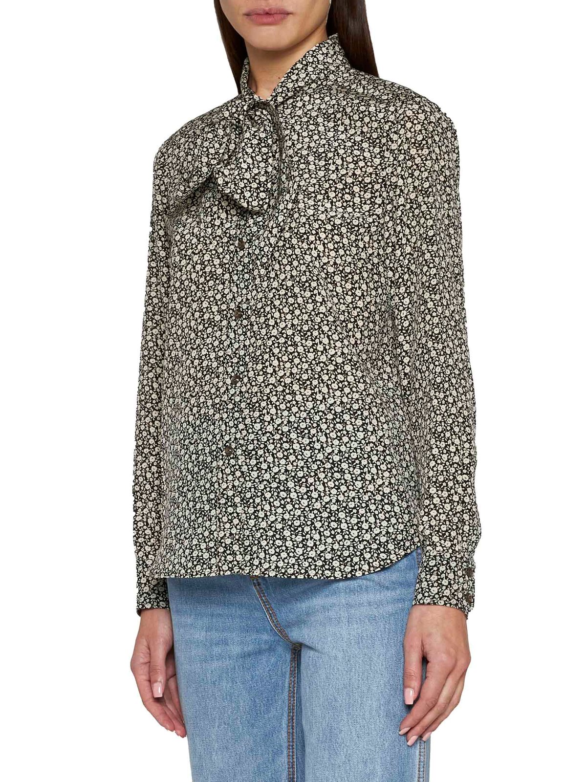 Tory Burch Ditsy Floral Printed Bow Blouse 3 Tory Burch Ditsy Floral Printed Bow Blouse