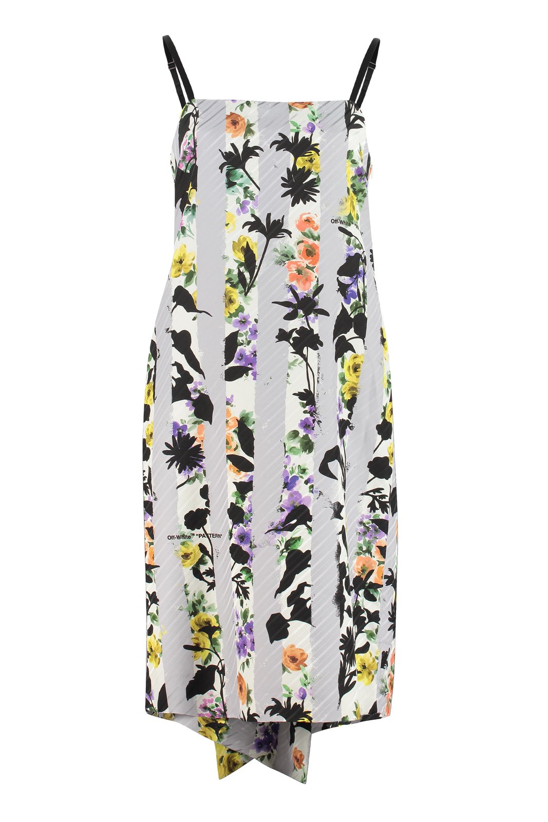 Off-White Striped Floral Print Dress