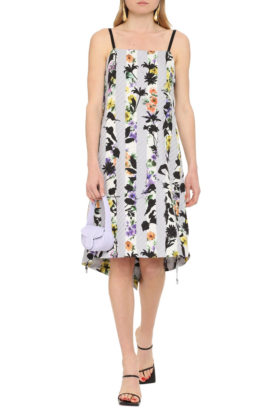 Off-White Striped Floral Print Dress