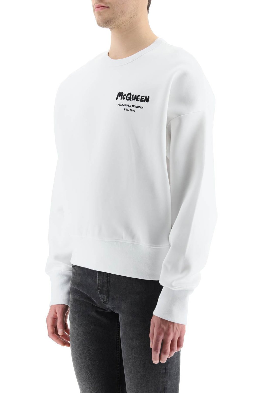 Alexander McQueen Grafitti Logo Printed Crewneck Sweatshirt
