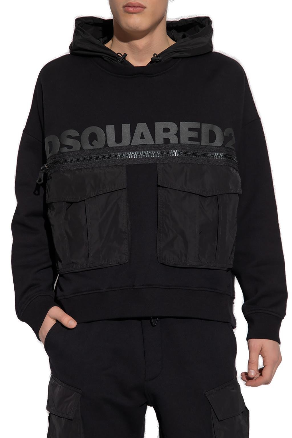 Dsquared2 Logo Printed Pocket-Detailed Hoodie 3 Dsquared2 Logo Printed Pocket-Detailed Hoodie
