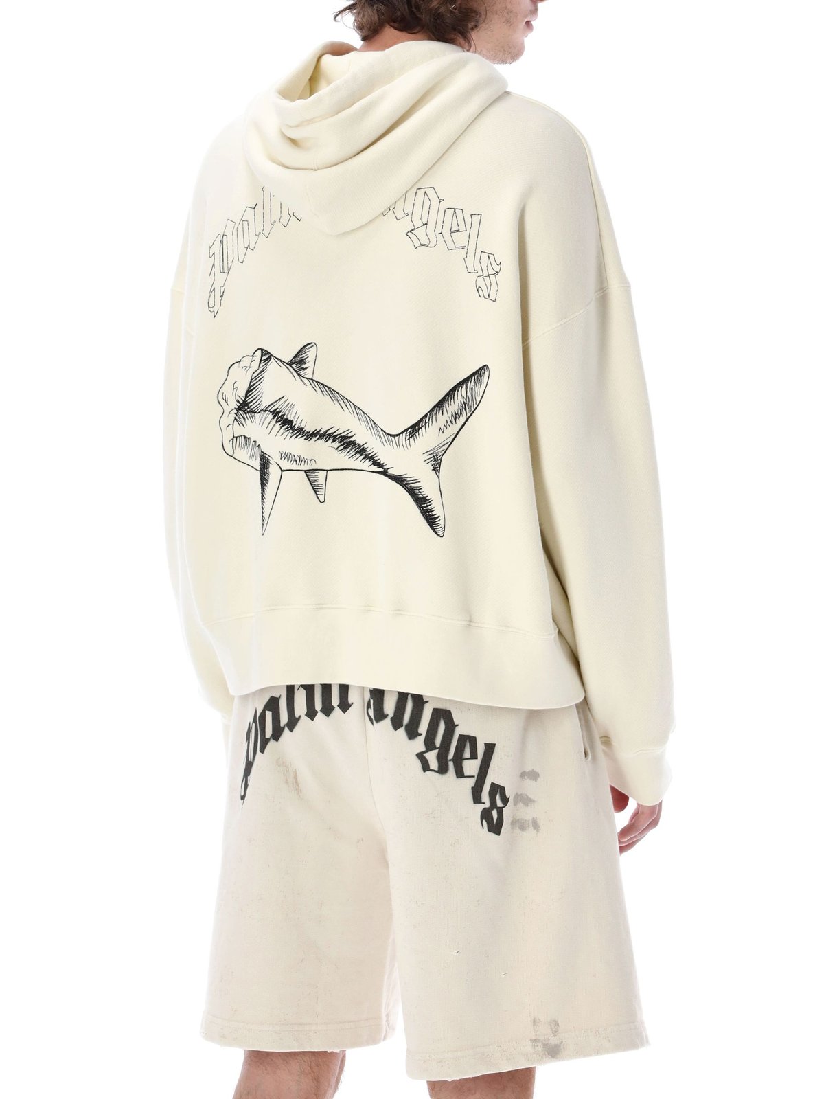 Palm Angels Slpit Shark Drawstring Hoodie