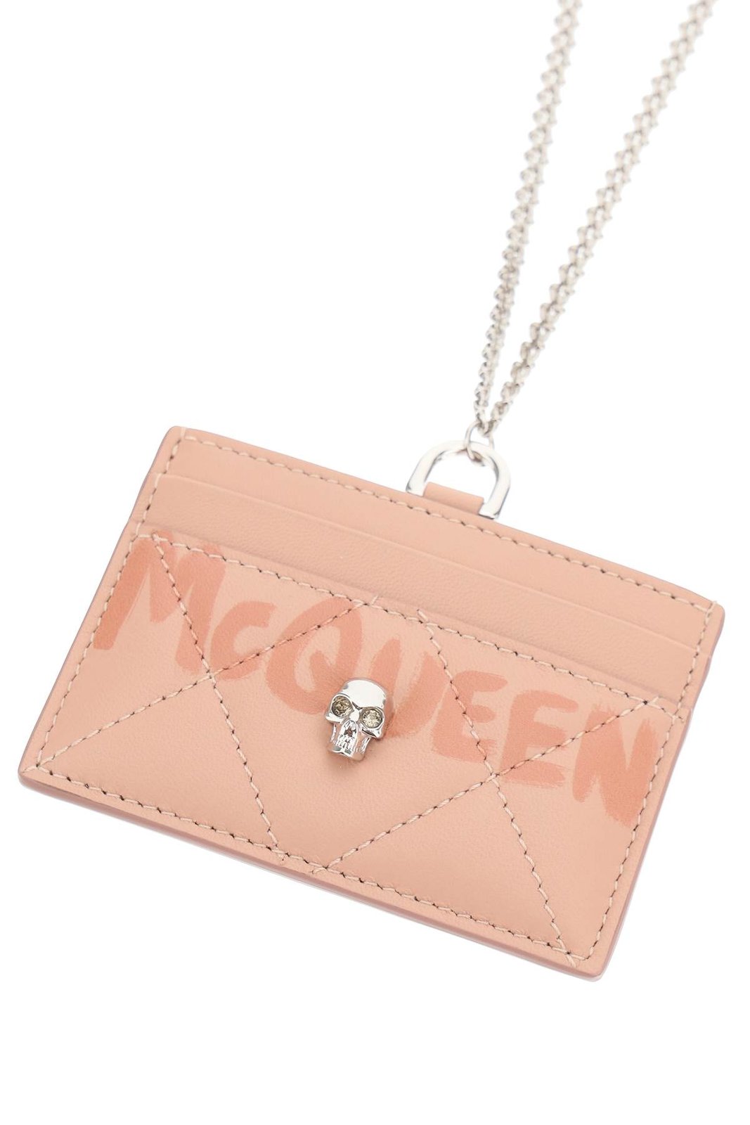 Alexander McQueen Logo Print Quilted Chained Wallet