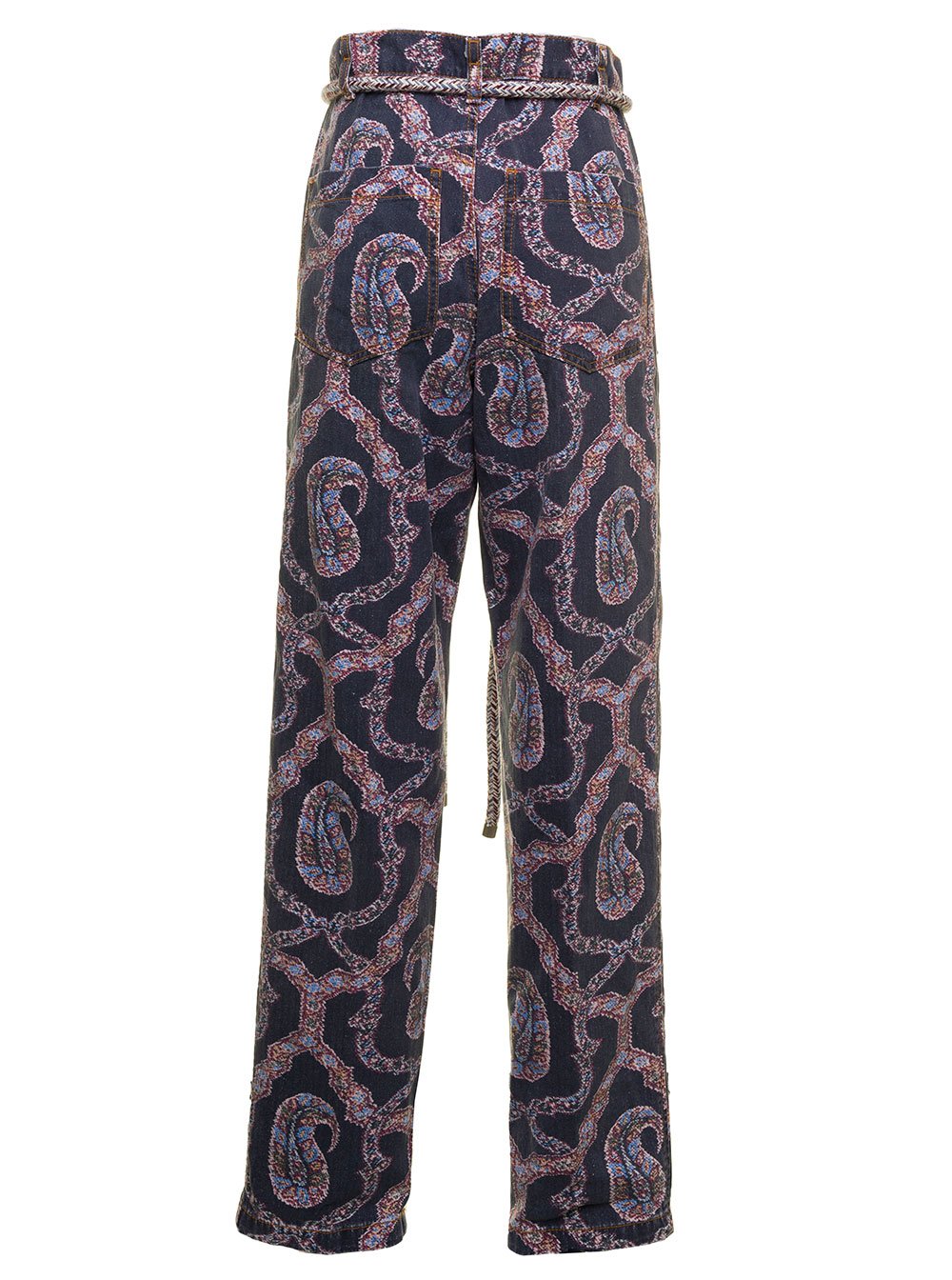 Etro Paisley Tied-Waist Denim Trousers