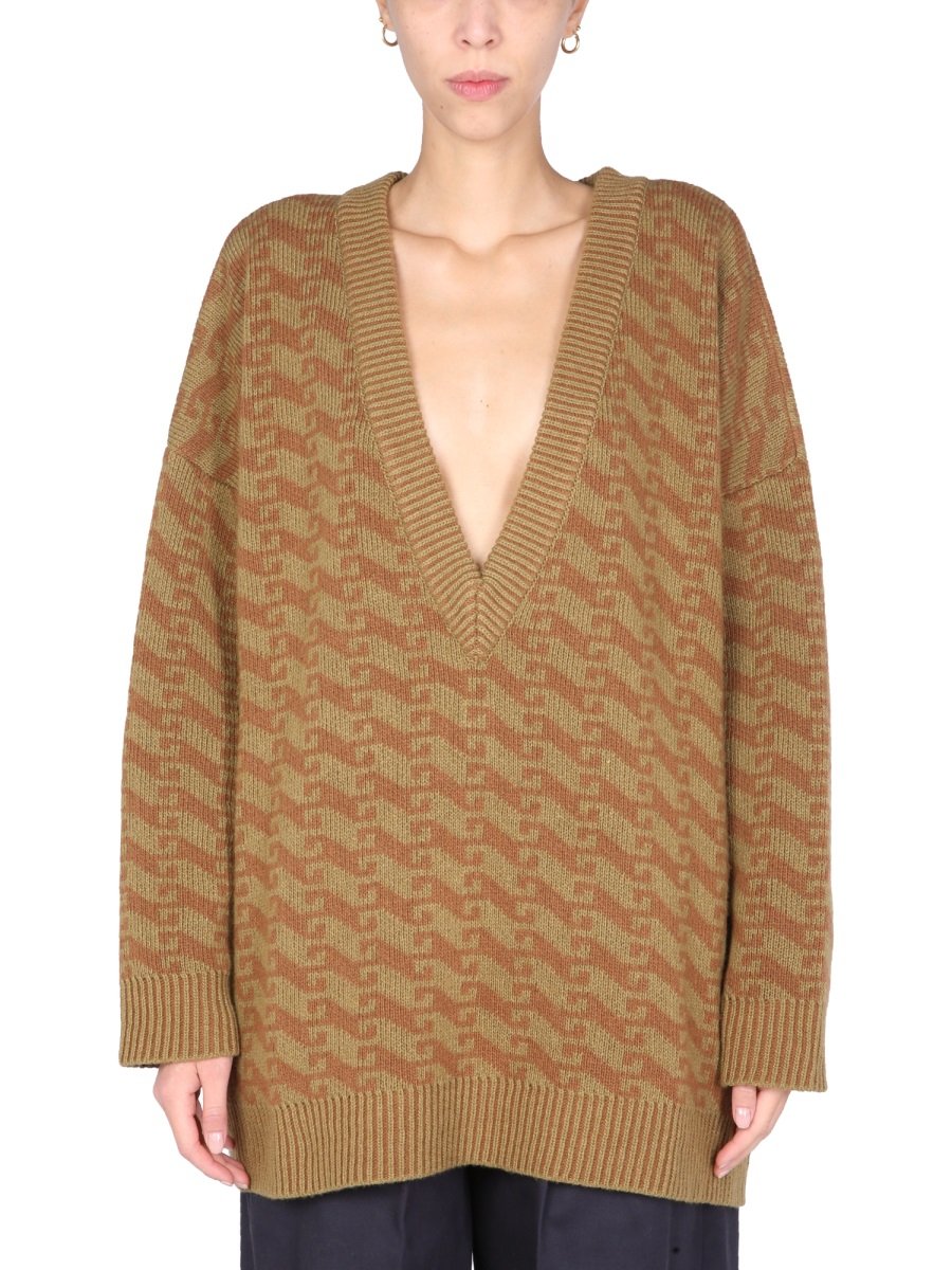 Jejia Jacquard V-Neck Knit Jumper