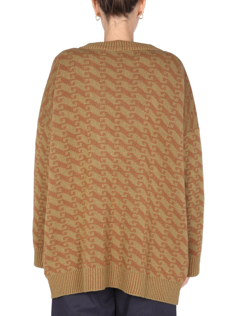 Jejia Jacquard V-Neck Knit Jumper