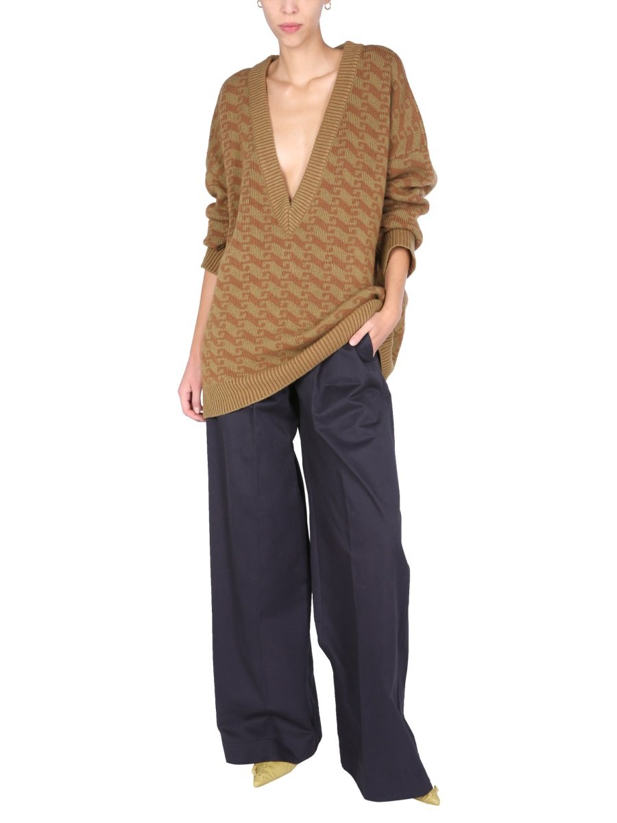 Jejia Jacquard V-Neck Knit Jumper
