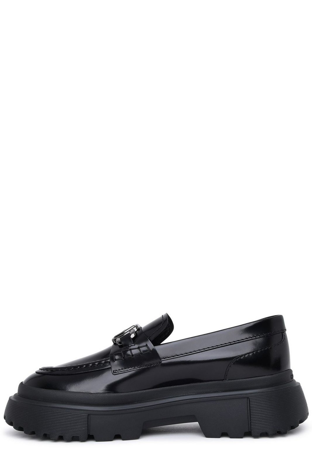 Hogan Logo Plaque Round-Toe Loafers