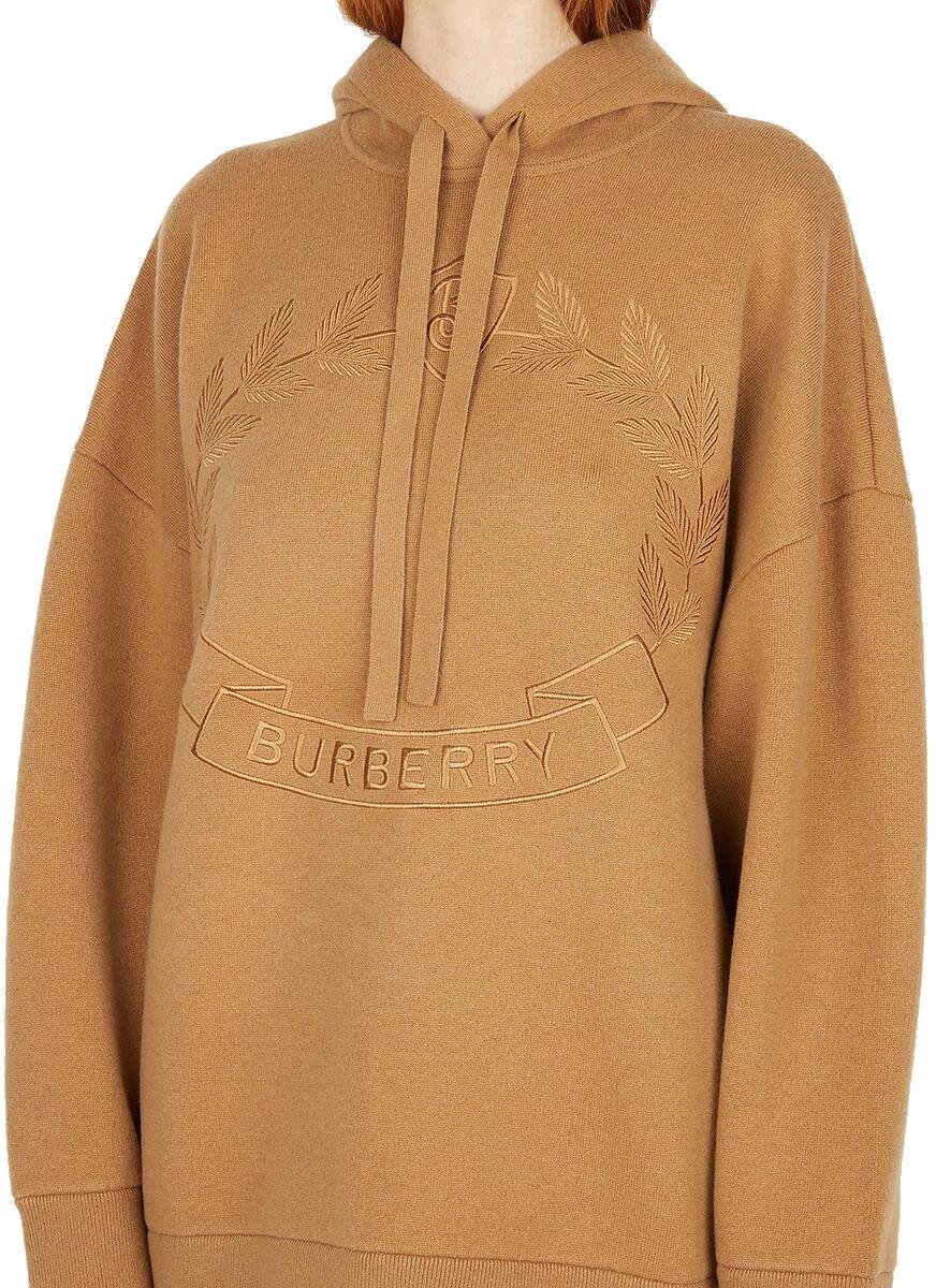Burberry Embroidered Oak Leaf Crest Drawstring Hoodie